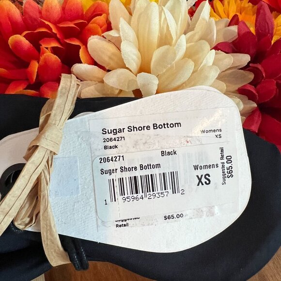 prAna Sugar Shore Low-Rise Swim Bottom XTRA-SMALL Black Peek-a-boo Waist - Picture 7 of 8